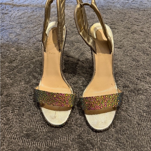Christian Louboutin Gold and Crystal Winged Heels - Picture 4 of 8